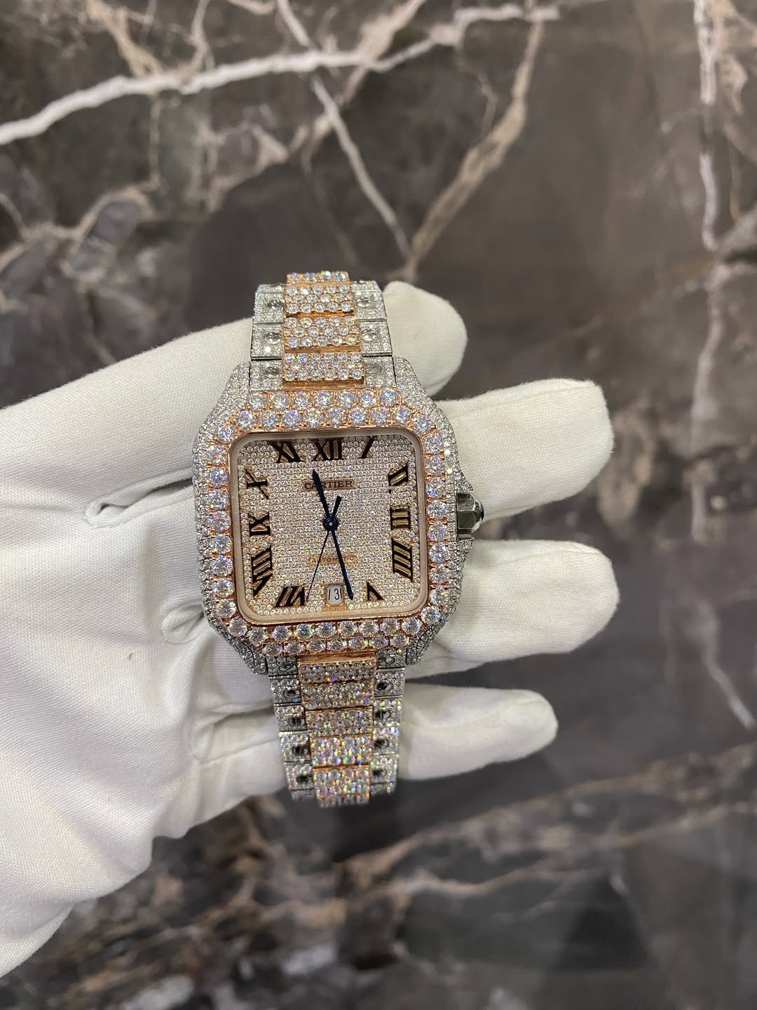 Montre Cartier Santos – Or Rose & Argent By NCCO