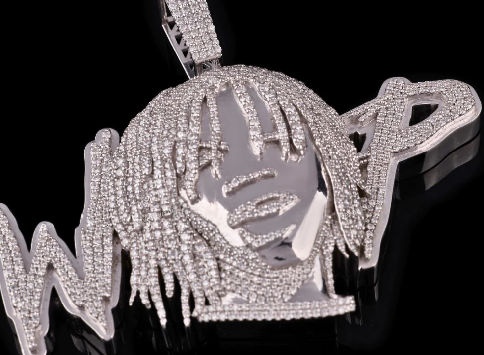 Pendentif Or Blanc 18K - “Wopp Face” By NCCO